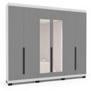 Ver imagem 2 de Roupeiro Casal Madri 6 Portas com Espelho 242x214cm Cinza/Branco 250829