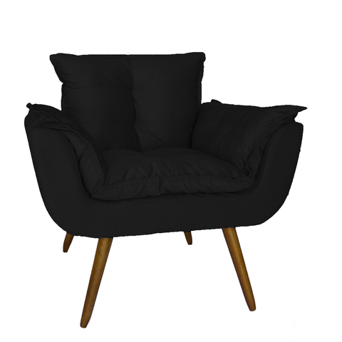 Poltrona Decorativa Para Sala E Recepção Opala Suede Preto - LM DECOR