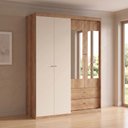 Ver imagem 1 de Guarda-Roupa Solteiro com Espelho 4 Portas 2 Gavetas 200 x 150cm Star Yescasa Cappuccino/Off White
