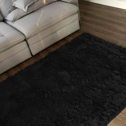 Tapete Peludo Decorativo para Sala e Quarto 200x240cm Casen Cor:Preto - 3