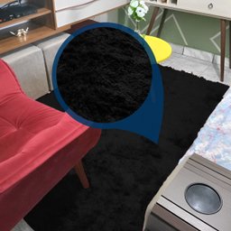 Tapete Peludo Decorativo para Sala e Quarto 200x240cm Casen Cor:Preto - 6