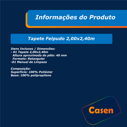 Tapete Peludo Decorativo para Sala e Quarto 200x240cm Casen Cor:Preto - 7