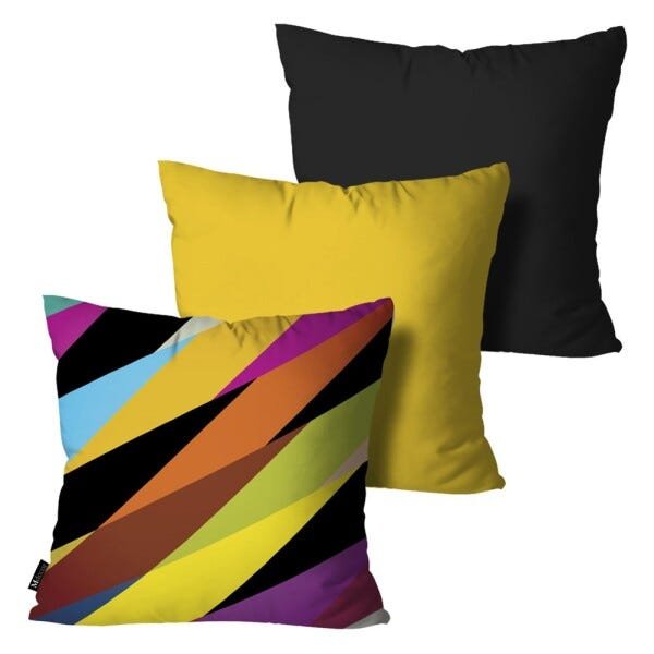 Kit com 3 Almofadas Mdecore Listrada 45x45cm DEC5014 - 1