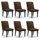 Ver imagem 1 de Cadeira Sala de Jantar Base Madeira Preto Kit 6 Sofia Suede Marrom D03 - D'Rossi