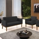 Ver mais imagens de Sofá Namoradeira com Poltrona Base de Madeira Fixa Castanho Marisa Corino D03 - D?rossi Cor Preto
