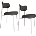 Ver imagem 1 de Kit 02 Cadeiras Estofada para Sala de Jantar Astrid Branco C01 Linho Preto - Lyam Decor