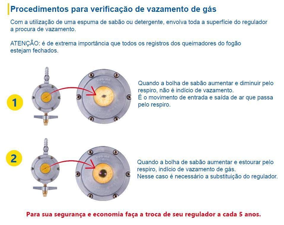 Registro Regulador Válvula de Gás 1 Kg/h com Mangueira 80cm - 3