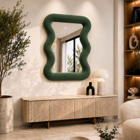 Espelho Decorativo New York Veludo 67x90cm Verde Escuro