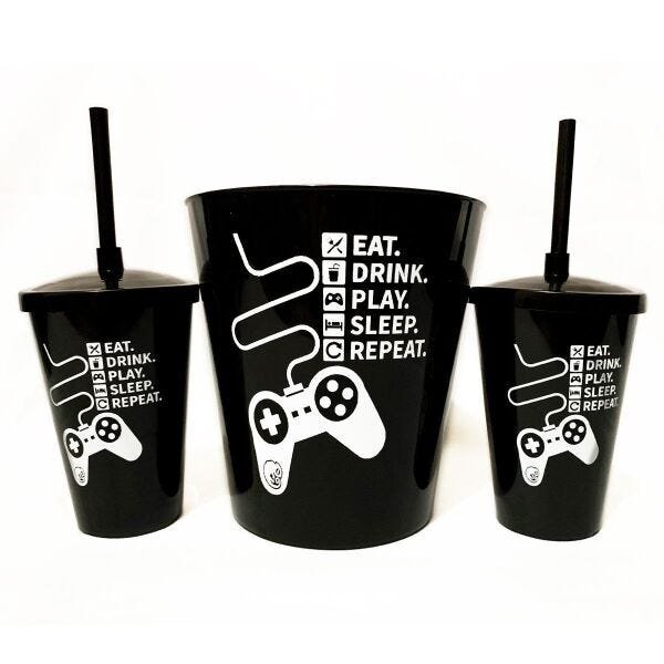 Almofada Gamer Porta Pipoca & Decorativa Inspirada no Controle de Video Game PS4 Preto - 7
