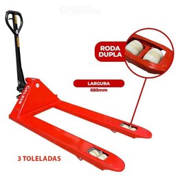 Transpalete Paleteira Manual 3tons 685x1220 Roda Dupla Nylon Galzer - 3