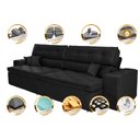 Ver imagem 3 de Sofá Retrátil e Reclinável 2.72M com Molas Cama Inbox Estilo Suede Velusoft Preto