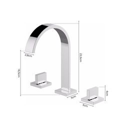 Torneira Misturador Duplo Comando Quadrada Cromada Luxo para Banheiro Lavabo Inovartte In04 - 5