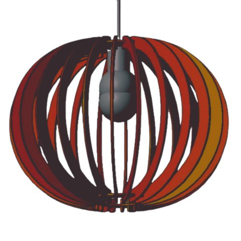 Luminária Teto tipo Pendente LUA CHEIA MDF - Completa - Cor: Marrom