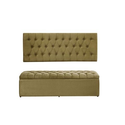 Kit Cabeceira e Calçadeira Imperatriz 120 cm Suede Amarelo