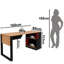Ver imagem 6 de Mesa para Escritório 160cm com 2 Prateleiras Amêndoa/preto
