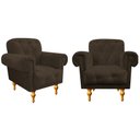 Ver imagem 1 de Kit 2 Poltronas Decorativas Dani Corano Marrom Escritório Recepção Capitonê - Am Deco