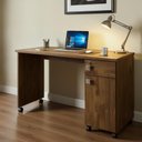 Ver imagem 2 de Mesa Escrivaninha para Escritorio 135cm com Rodinhas Canela