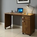 Ver imagem 1 de Mesa Escrivaninha para Escritorio 135cm com Rodinhas Canela