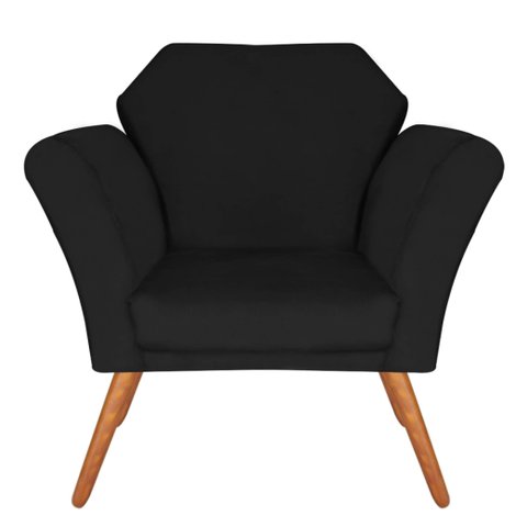 Poltrona Decorativa Marcela Suede Preto