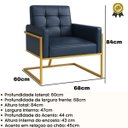Ver imagem 2 de Poltrona Base de Ferro Dourada para Sala de Espera Recepção Clinica Decorativa Tecido Corano