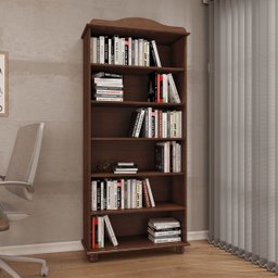 Estante para Livros Linha Rubi Café com 5 Prateleiras Madeira Pinus - Finestra 8964w - 1