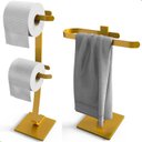 Ver imagem 1 de Porta Papel Higiênico de Chão e Toalha Lavabo Dourado.d