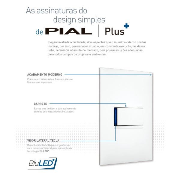 1 Interruptor Simples + 1 Interruptor Paralelo 4x2 Preto Pial Plus + - 2