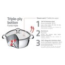 Ver imagem 2 de Caçarola Funda Allegra em Aço Inox com Fundo Triplo e Tampa de Vidro 24 Cm 5,7 L