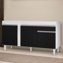 Ver imagem 5 de Balcão Gabinete para Pia 150cm sem Tampo 3 Portas 1 Gaveta Dakota Branco/preto - Lumil