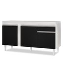 Ver imagem 1 de Balcão Gabinete para Pia 150cm sem Tampo 3 Portas 1 Gaveta Dakota Branco/preto - Lumil