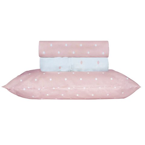 Jogo de Cama Duplo Queen 4 Peças Percal 180 Fios Petit Rosa Sonhare Prata