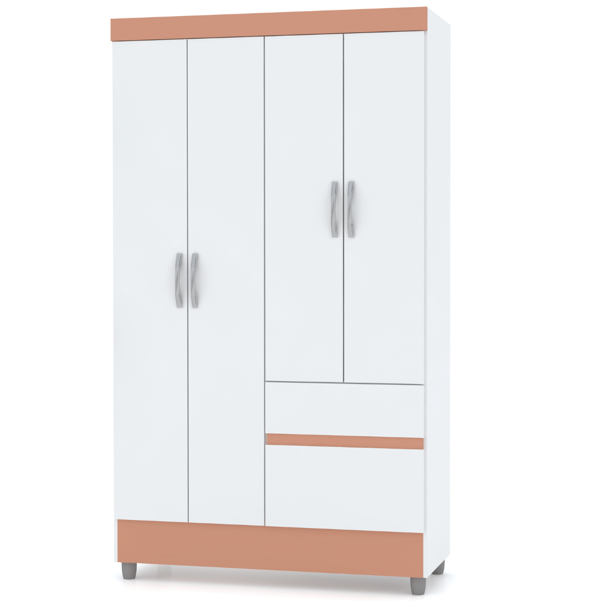 Guarda Roupa 4 Portas 2 Gavetas Ideal Branco-camarim Móveis Vila Rica