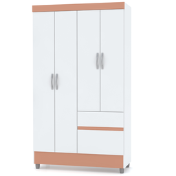 Guarda Roupa 4 Portas 2 Gavetas Ideal Branco-camarim Móveis Vila Rica - 1