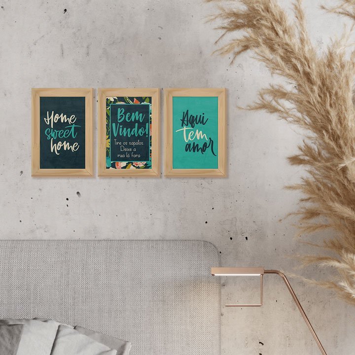 Kit 3 Quadros para Decoração Frases Casa Amor Sala Cozinha - 2