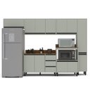 Ver imagem 2 de Cozinha Koya 6 Peças 316,8x214cm Armários Aéreos Paneleiro Balcões com Tampo Verde 250044