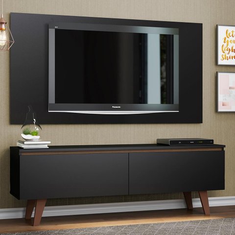 Rack Madesa Le Mans e Painel para Tv até 55 Polegadas 2 Portas - Preto