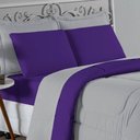 Ver imagem 3 de Kit Edredom Dupla Face + Jogo de Lençol Solteiro Nobre 4 Peças Malha 100% Algodão - Cinza / Roxo