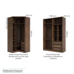 Guarda Roupa Canto 6 Peças, 9 Gavetas, 6 Cabideiros Dourado - 4 Guarda Roupa Canto 6 Peças, 9 Gavetas, 6 Cabideiros Dourado - 4