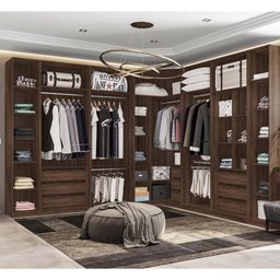 Guarda Roupa Canto 6 Peças, 9 Gavetas, 6 Cabideiros Dourado - 1 Guarda Roupa Canto 6 Peças, 9 Gavetas, 6 Cabideiros Dourado - 1