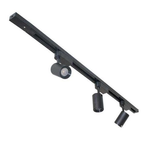 Trilho Eletrificado 1m + 3 Spots Preto Led 7w Bivolt 3000k Branco Quente