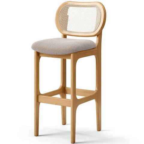 Banqueta Alta Para Cozinha Bancada Sala Tela Betta Fixa L02 Bouclê Bege - Lyam Decor