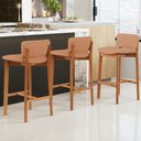Ver imagem 2 de Kit 02 Banquetas Alta para Cozinha Sala de Jantar Bar Dara L02 Linho Rosê - Lyam Decor