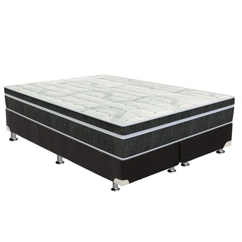 Cama Box Queen: Colchão Molas Bonnel Orthoflex Venezia + Base CRC Suede Black(158x198)