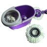 Balde Mop Esfregao Inox de Limpeza Spin Casa Centrifuga + 1 Refil Extra Microfibra Cor Roxo - 2