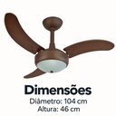 Ver imagem 6 de Ventilador de Teto Infinity Lux 2003 Marrom com 3 Pás MDF Tabaco com Controle