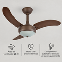 Ver imagem 5 de Ventilador de Teto Infinity Lux 2003 Marrom com 3 Pás MDF Tabaco com Controle
