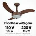 Ver imagem 3 de Ventilador de Teto Infinity Lux 2003 Marrom com 3 Pás MDF Tabaco com Controle