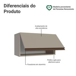 Armário Aéreo 60cm 1 Porta Basculante Nice Madesa - 3