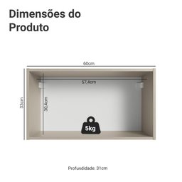 Armário Aéreo 60cm 1 Porta Basculante Nice Madesa - 2