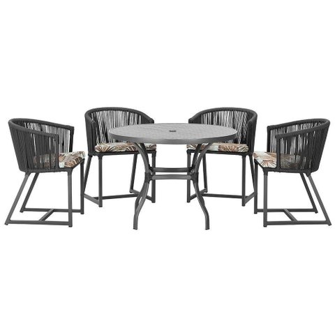 Mesa com 4 Cadeiras e Noronha Estofado 6 Trama Original Preto